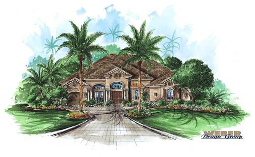 Mediterranean Home Plans color rendering.