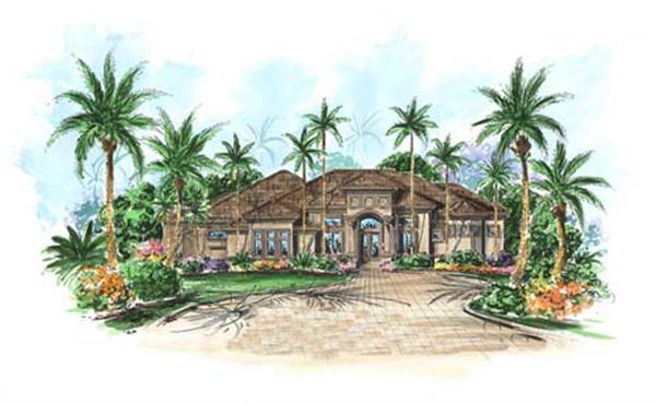 This image shows the Mediterranean style for this set of home plans.