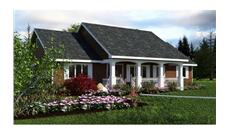 This is a colored rendering of small house plans # 2242