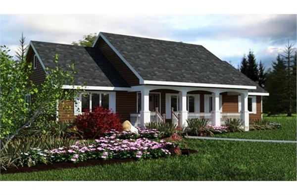 This is a colored rendering of small house plans # 2242