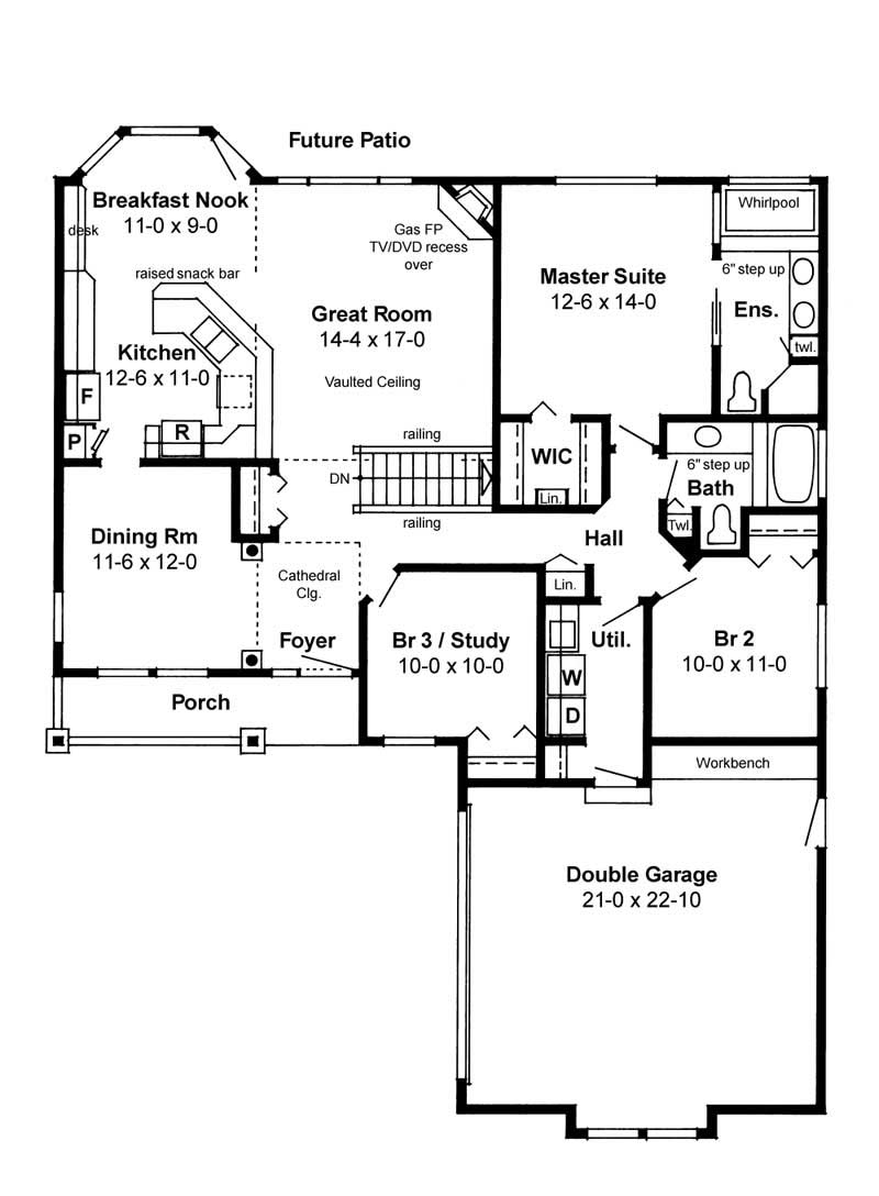 3 Bedrm, 1546 Sq Ft Bungalow House Plan #177-1039