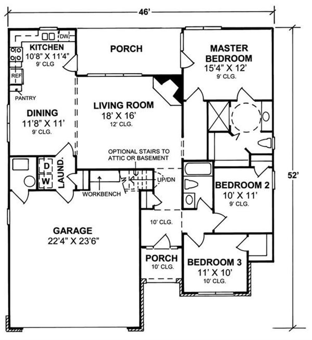 178-1100 house plan main level