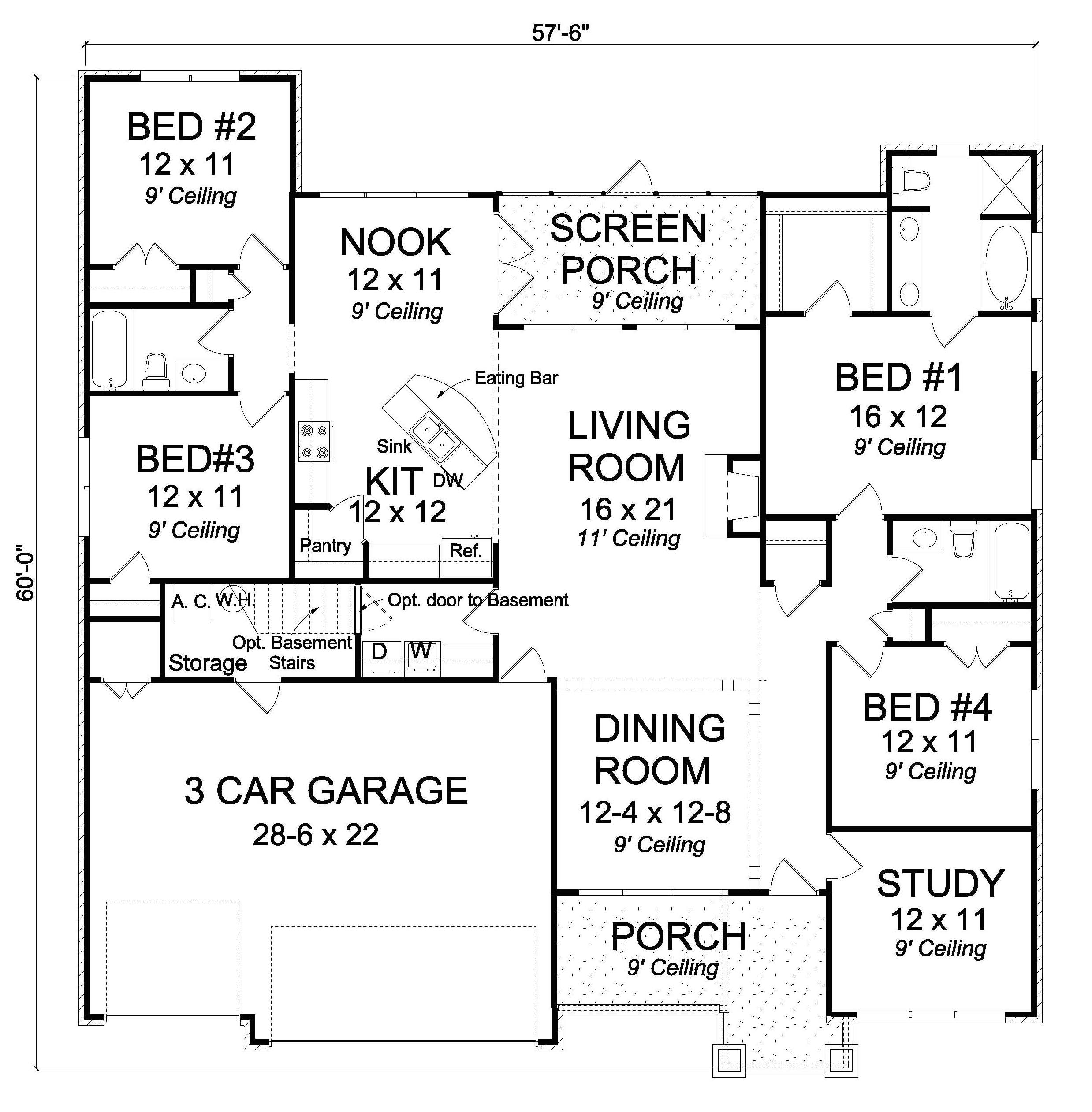 Craftsman Home Plan - 4 Bedrms, 3 Baths - 2066 Sq Ft ...
