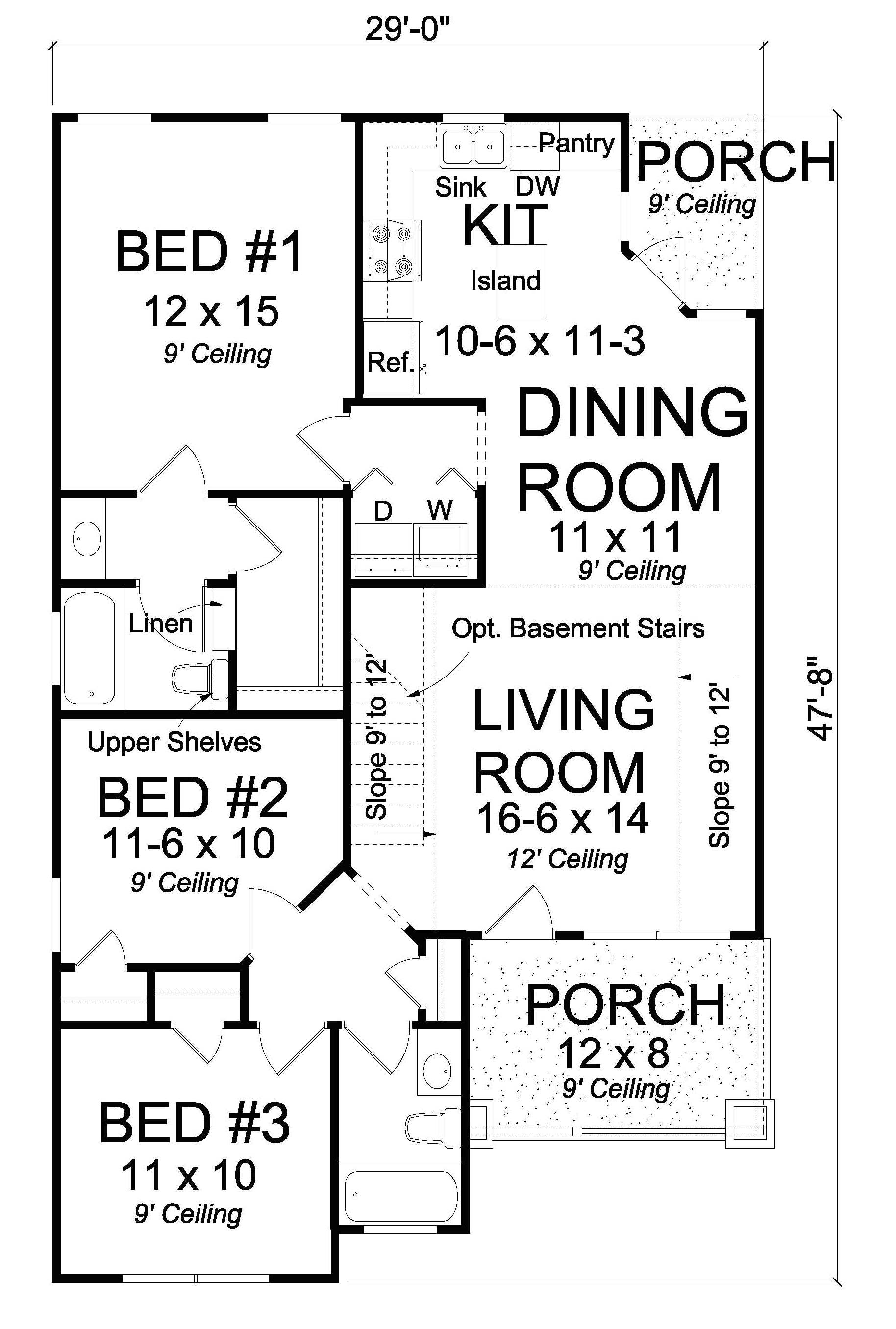Cottage Floor Plan 3 Bedrms, 2 Baths 1163 Sq Ft 178