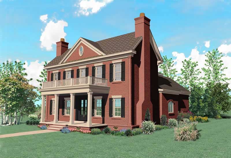Front view of Colonial home (ThePlanCollection: House Plan #170-1513)