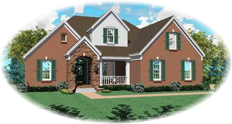 Front view of Country home (ThePlanCollection: House Plan #170-2870)