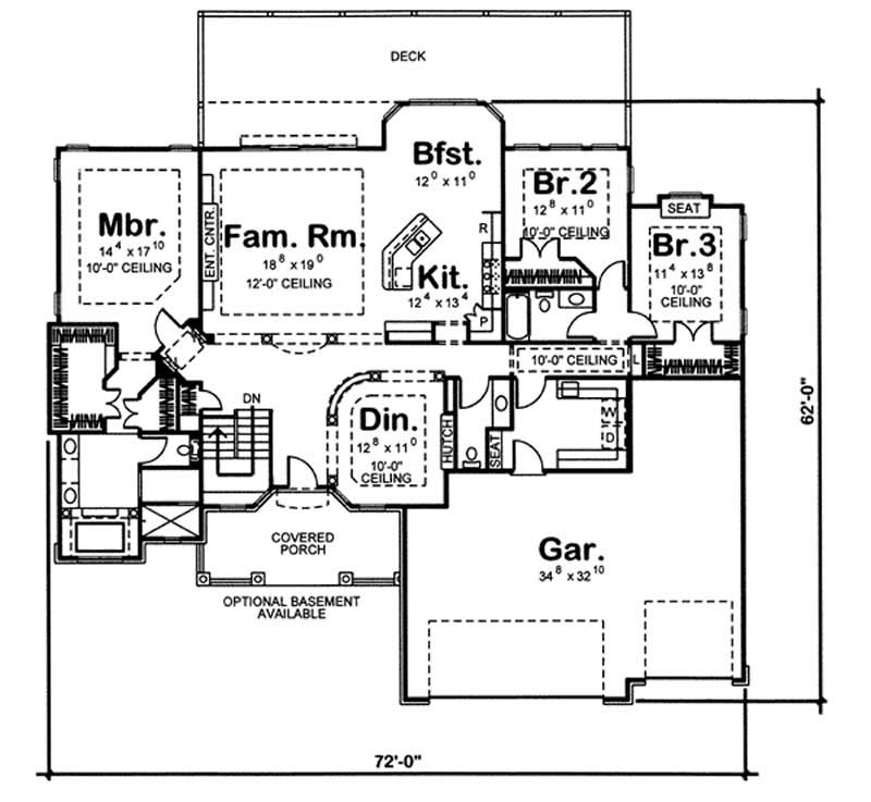 Floor Plan First Story of European Plan #100-1006