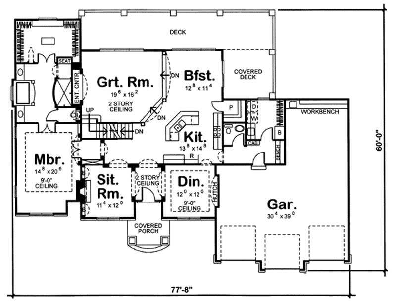 Floor Plan First Story of Mediterranean Plan #100-1008