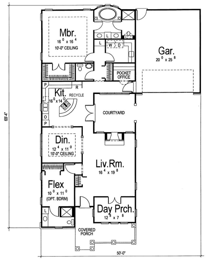 Floor Plan First Story of Colonial Plan #100-1012