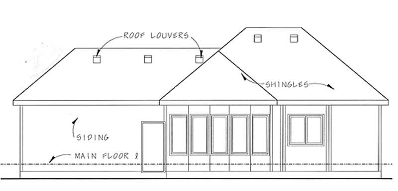 Home Plan Rear Elevation of this 2-Bedroom,1586 Sq Ft Plan -100-1014