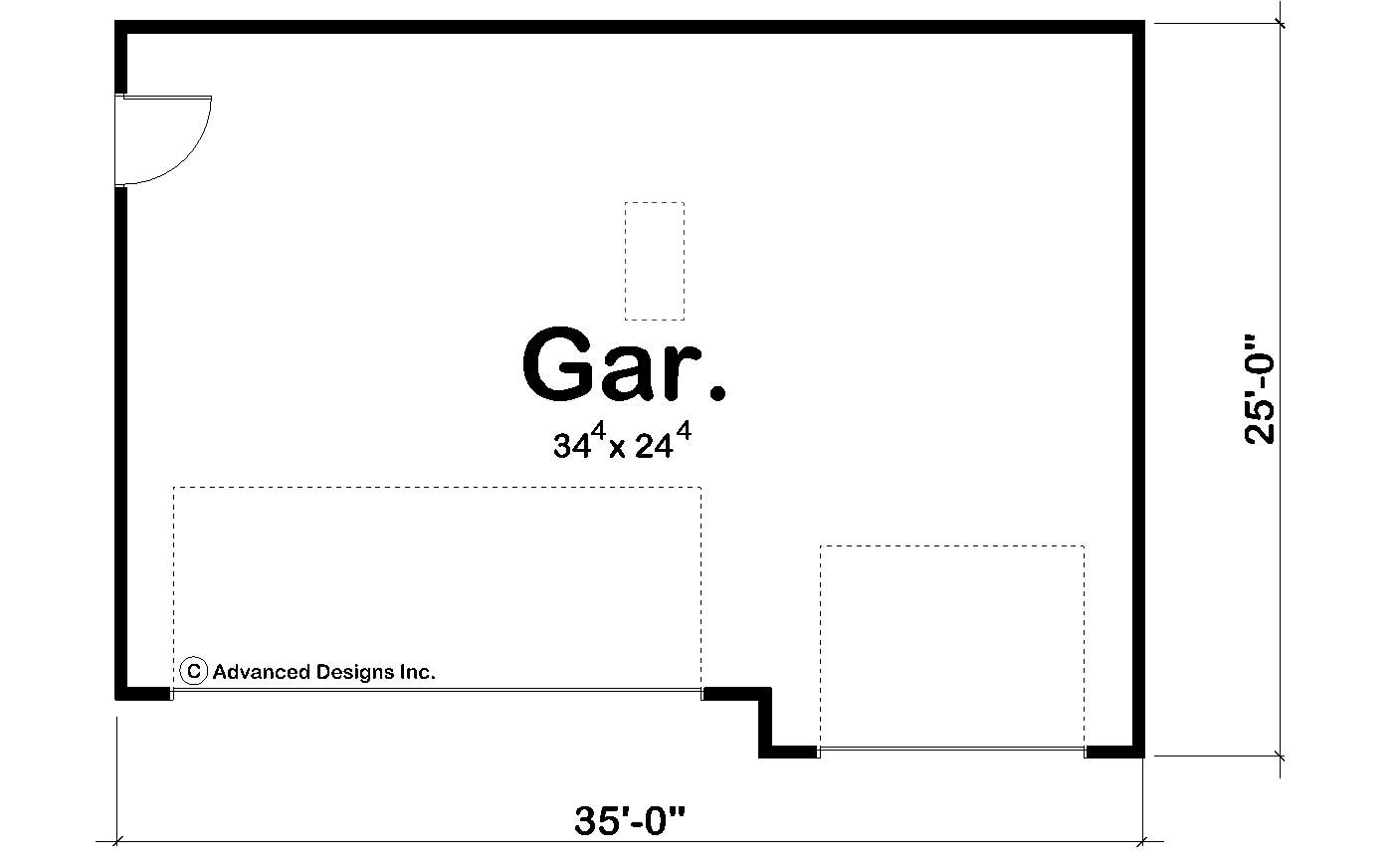 Floor Plan First Story of Garage Plan #100-1015
