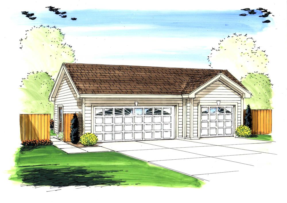 This is the front elevation for these Garage Plans