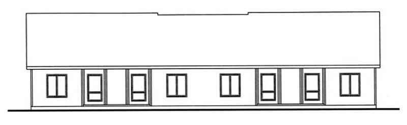 Home Plan Rear Elevation of this 3-Bedroom,1412 Sq Ft Plan -100-1016