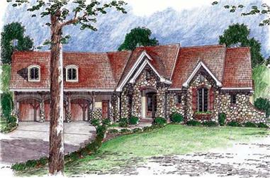 2-Bedroom, 3887 Sq Ft Country House Plan - 100-1022 - Front Exterior