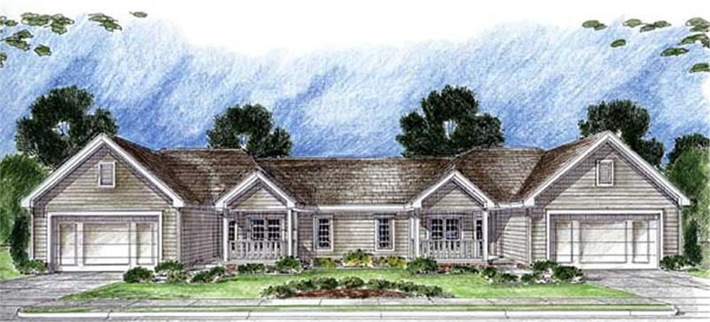 Front elevation of Ranch home (ThePlanCollection: House Plan #100-1024)