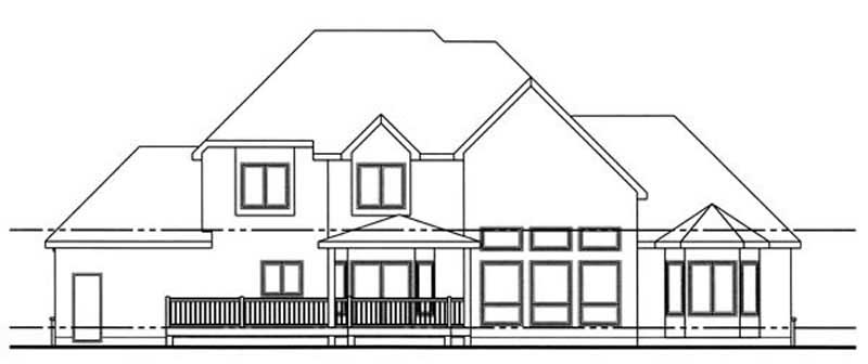 Home Plan Rear Elevation of this 4-Bedroom,2843 Sq Ft Plan -100-1027