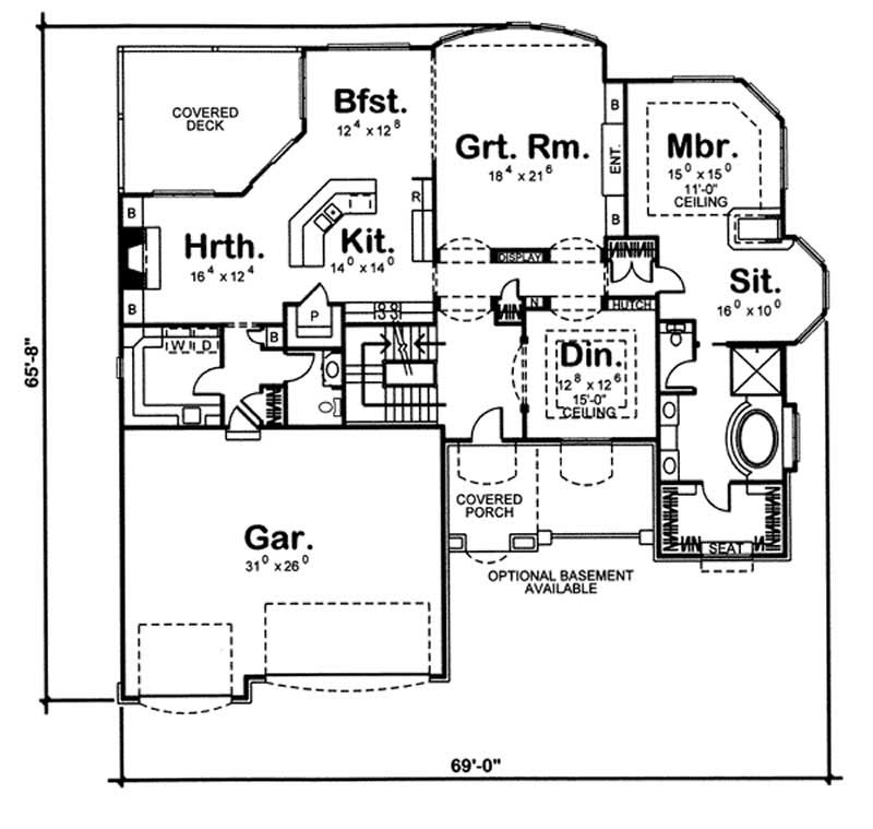 Floor Plan First Story of Craftsman Plan #100-1028