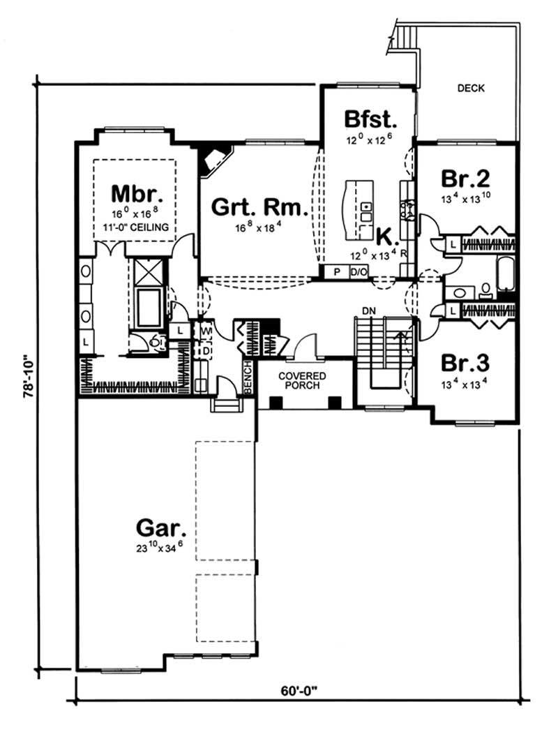 Floor Plan First Story of Mediterranean Plan #100-1037