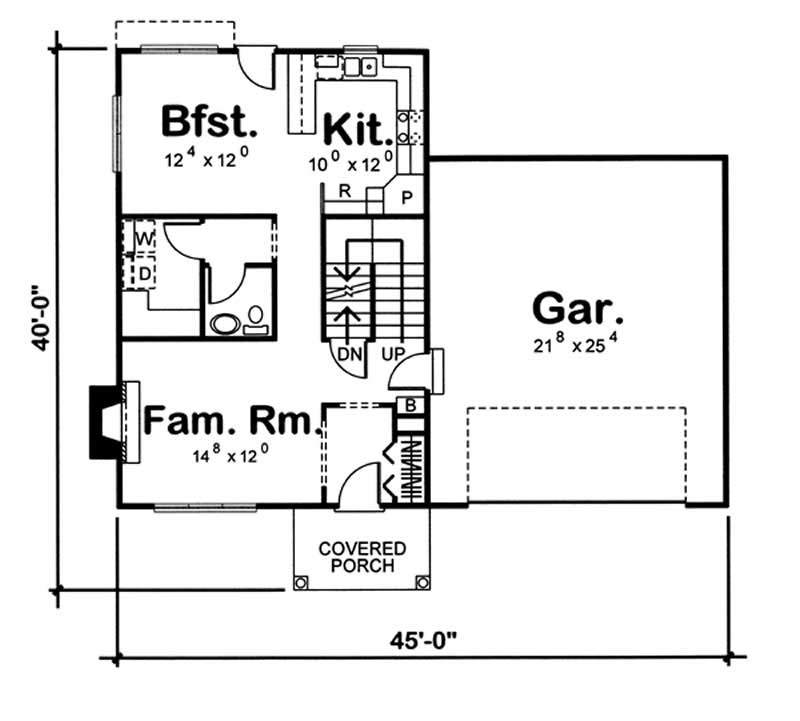 Floor Plan First Story of Small House Plans #100-1038