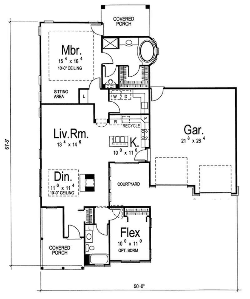 Floor Plan First Story of Mediterranean Plan #100-1046