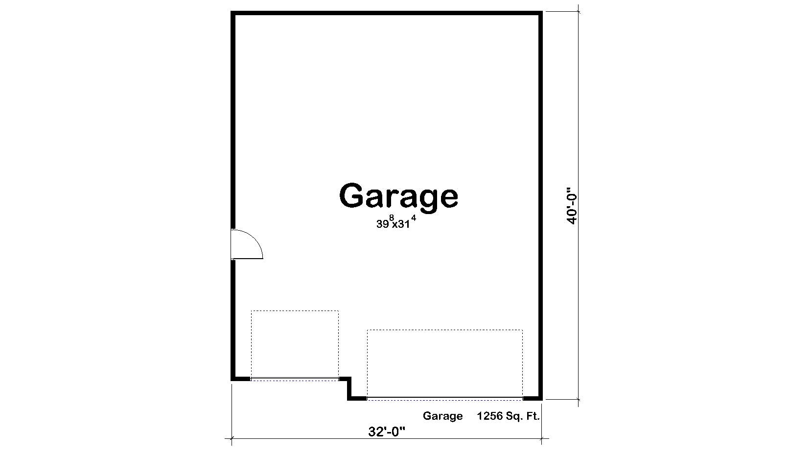 Floor Plan First Story of Garage Plan #100-1048
