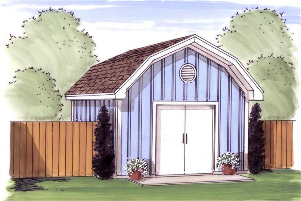 Artist's rendering of Shed Plan #100-1049.