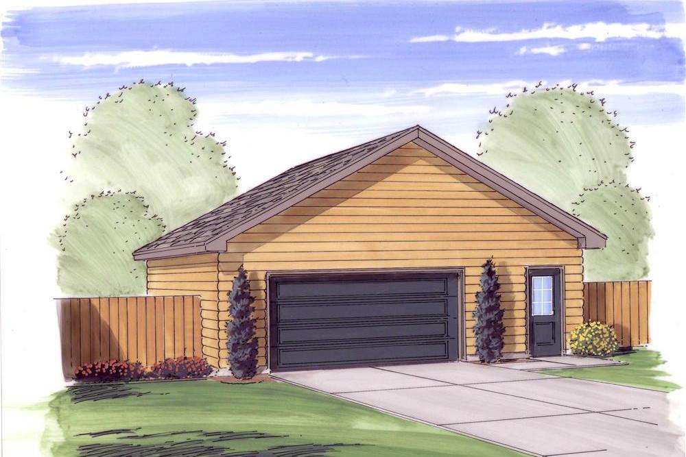 Color rendering of Garage plan (ThePlanCollection: House Plan #100-1050)