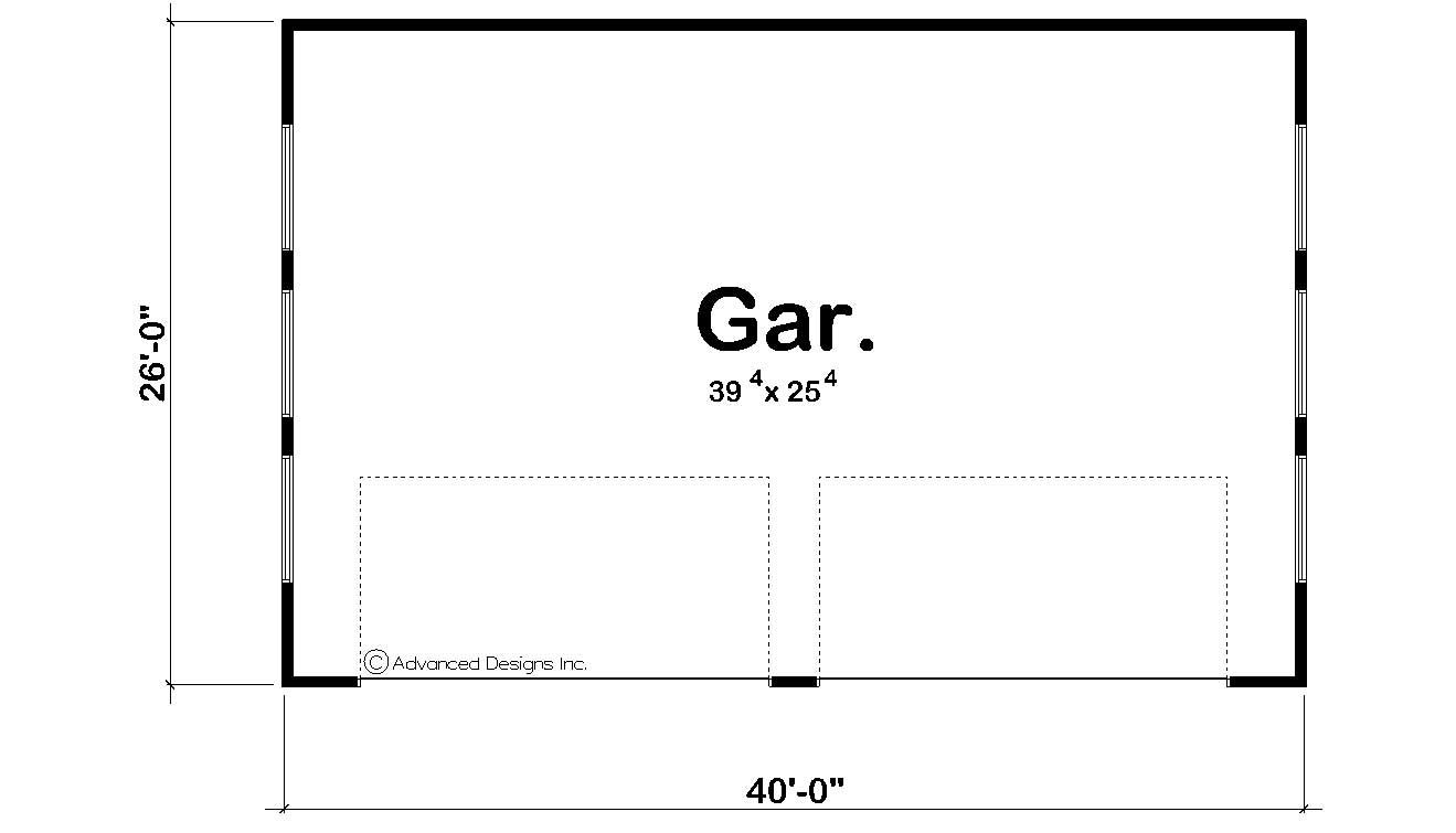 Floor Plan First Story of Garage Plan #100-1051