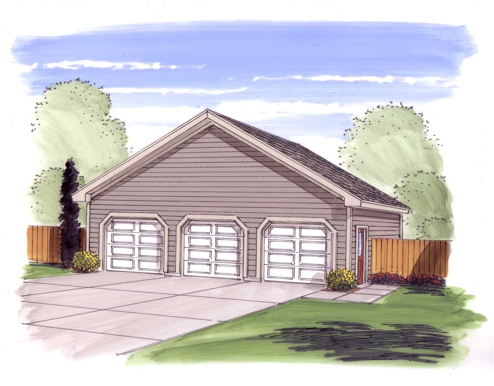 This is the front elevation of these Garage Plans.