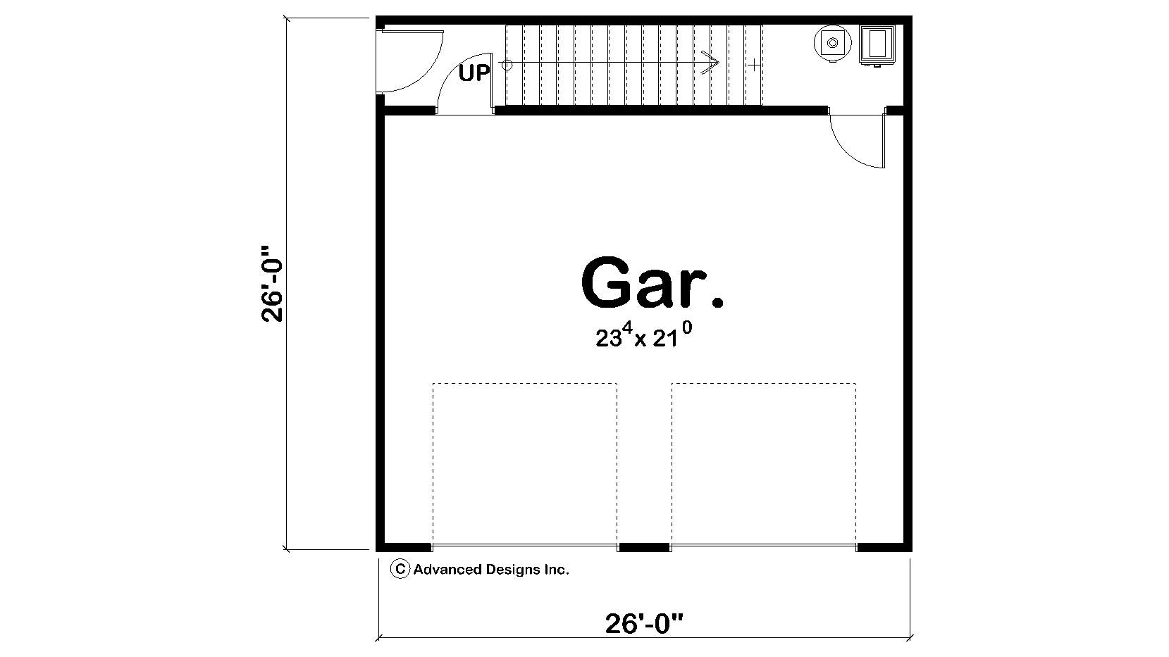 Floor Plan First Story of Garage w/Apartments Plan #100-1056