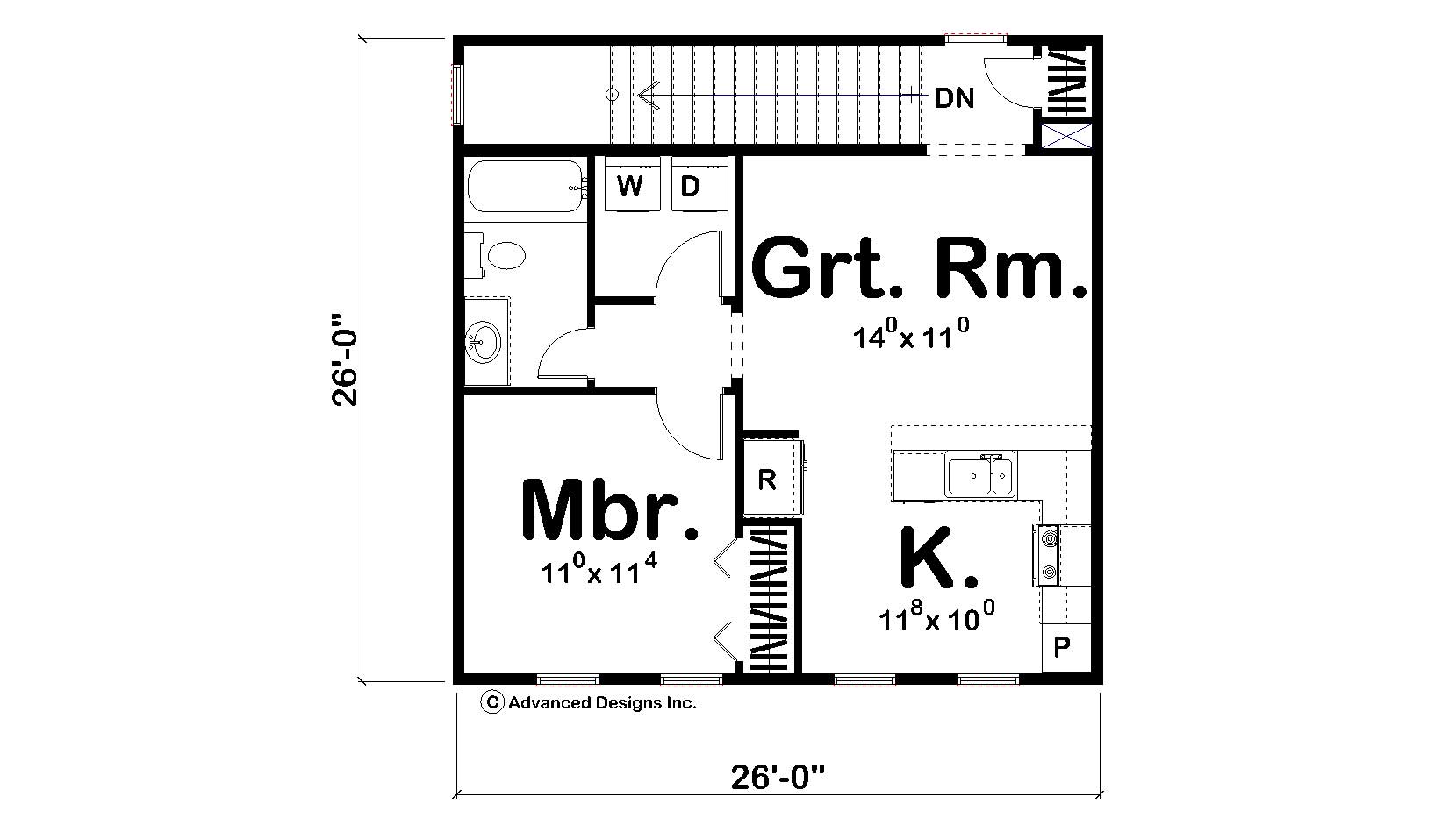 Floor Plan Second Story of Garage w/Apartments Plan #100-1056