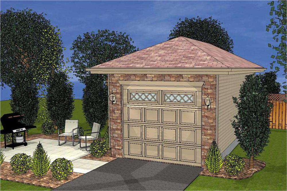 Artist's rendering of Garage plan (ThePlanCollection: House Plan #100-1075)