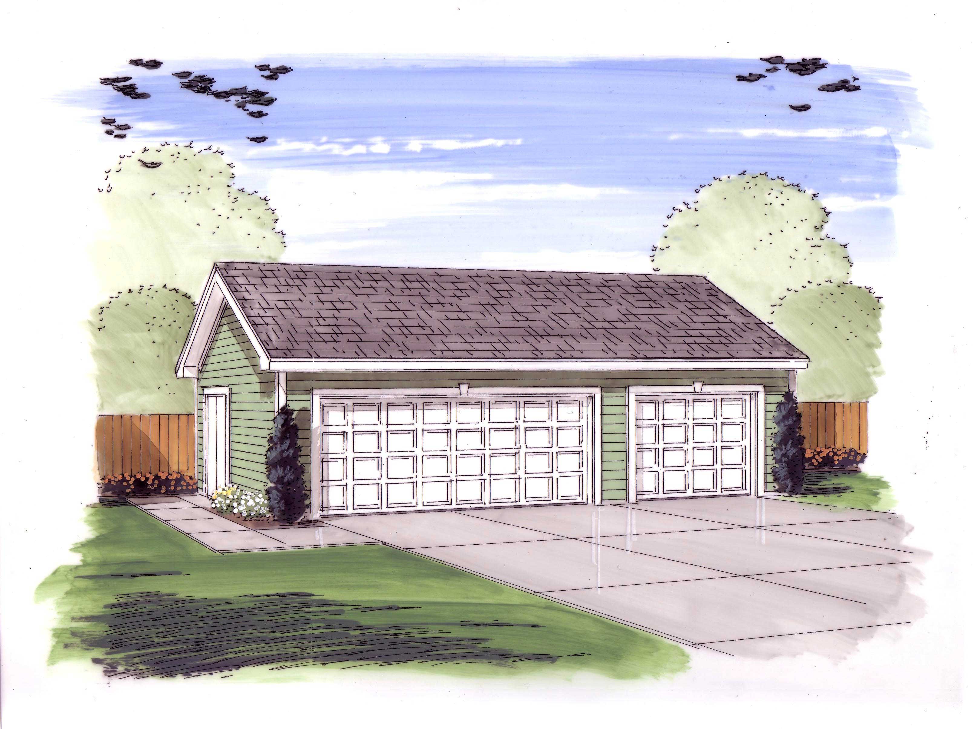 This is the front elevation for these garage plans.