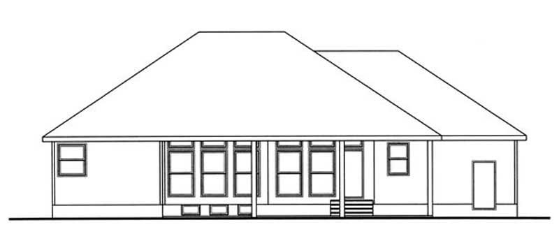 Home Plan Rear Elevation of this 1-Bedroom,1830 Sq Ft Plan -100-1086