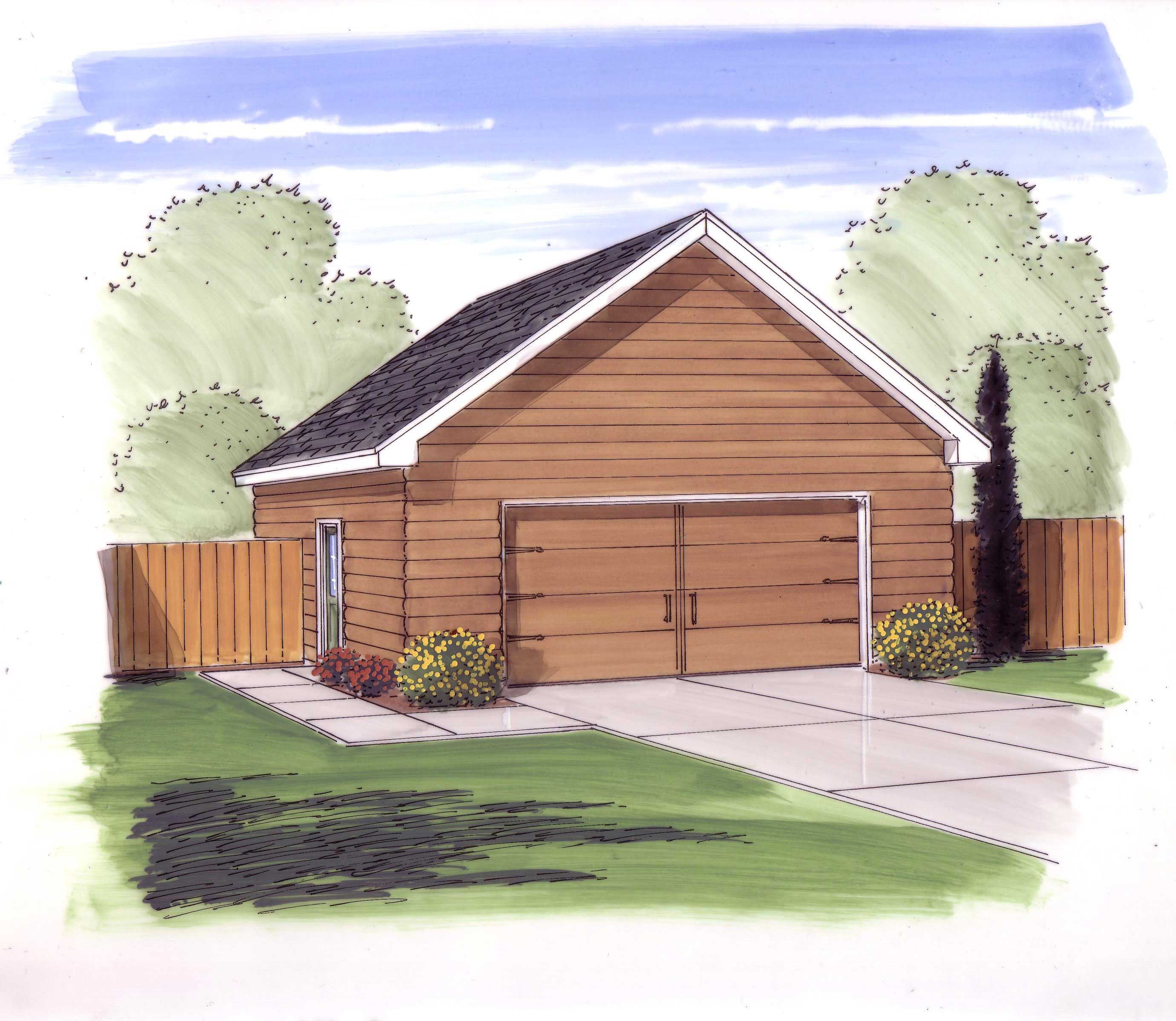 This is the front elevation for these garage plans.