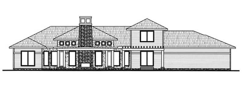 Home Plan Rear Elevation of this 2-Bedroom,3174 Sq Ft Plan -100-1105