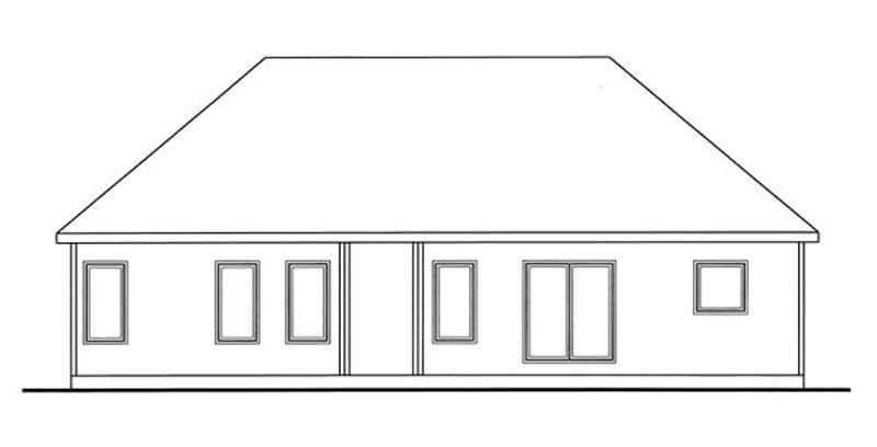 Home Plan Rear Elevation of this 3-Bedroom,1386 Sq Ft Plan -100-1115