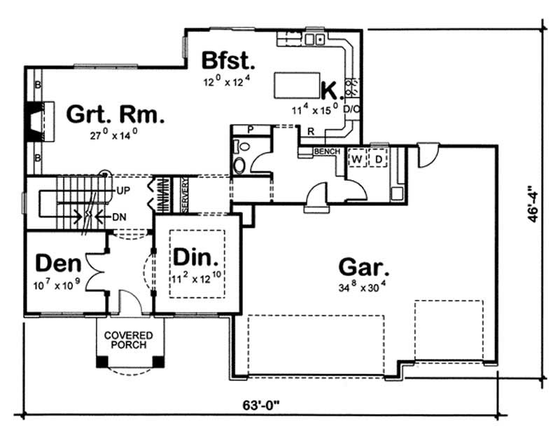 Floor Plan First Story of Traditional Plan #100-1122