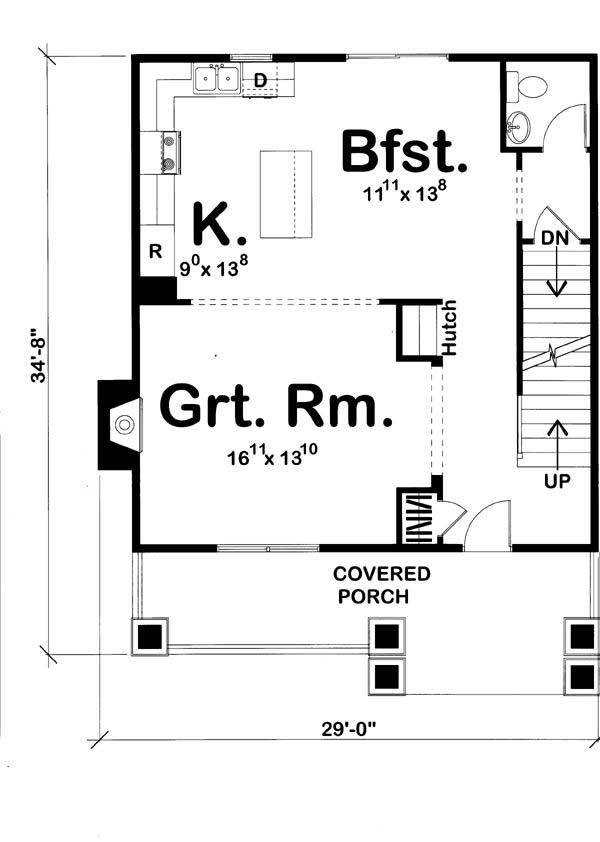Floor Plan First Story of Craftsman Plan #100-1123