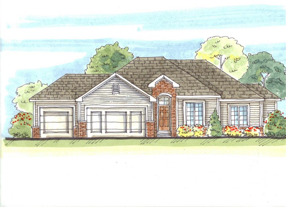 This is a color rendering of these European House Plans.