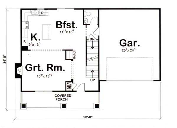 Bungalow House Plan - 3 Bedrms, 2.5 Baths - 1618 Sq Ft - #100-1137