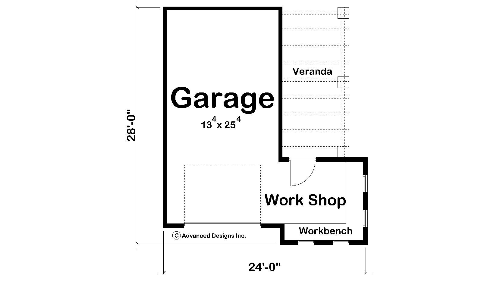 Floor Plan First Story of Garage Plan #100-1144