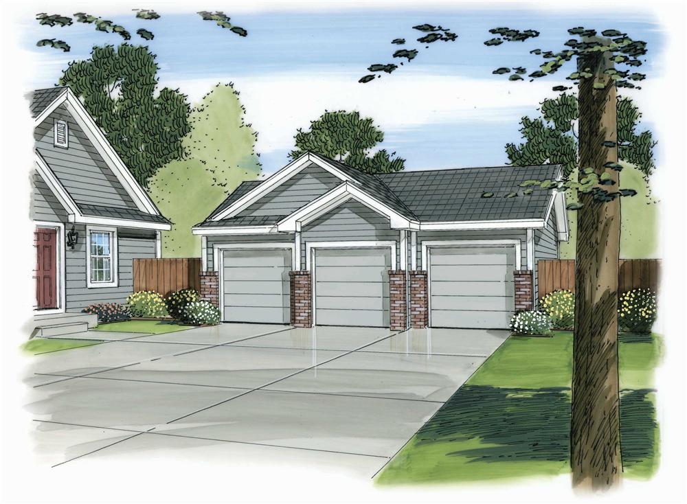 This is a color rendering of these Garage Plans.
