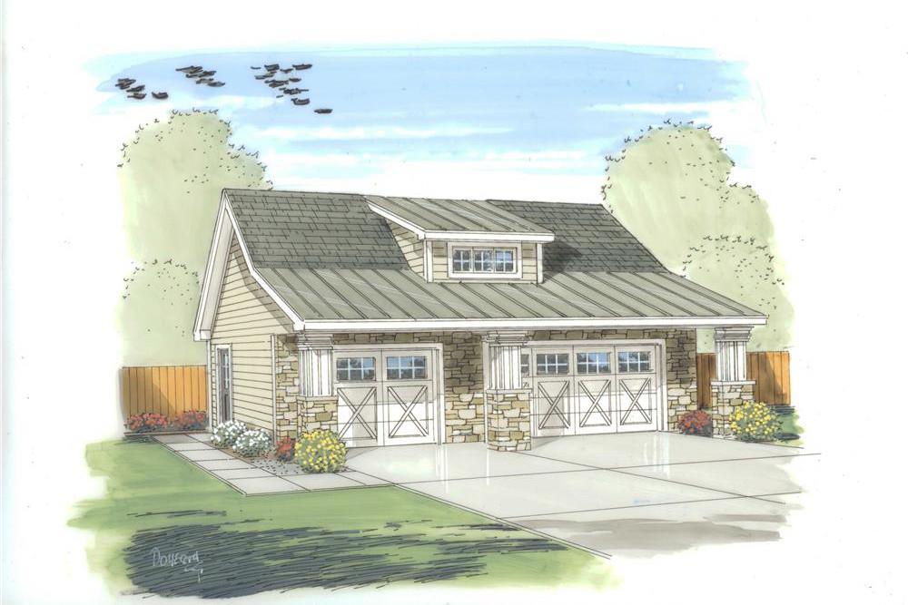 Color rendering of Garage plan (ThePlanCollection: House Plan #100-1150)