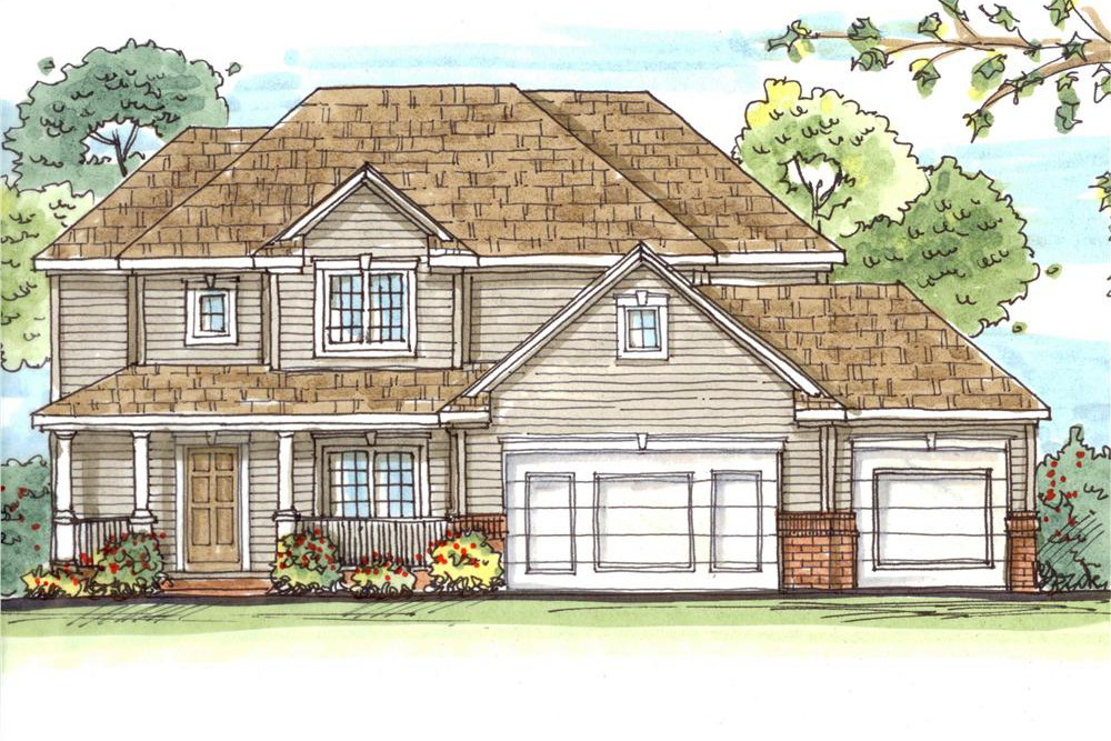 Home Plan Front Elevation of this 4-Bedroom,2580 Sq Ft Plan -100-1159