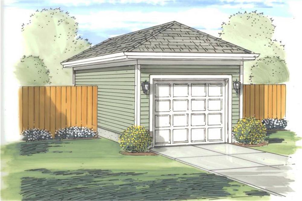 Artist's rendering of Garage plan (ThePlanCollection: House Plan #100-1162)