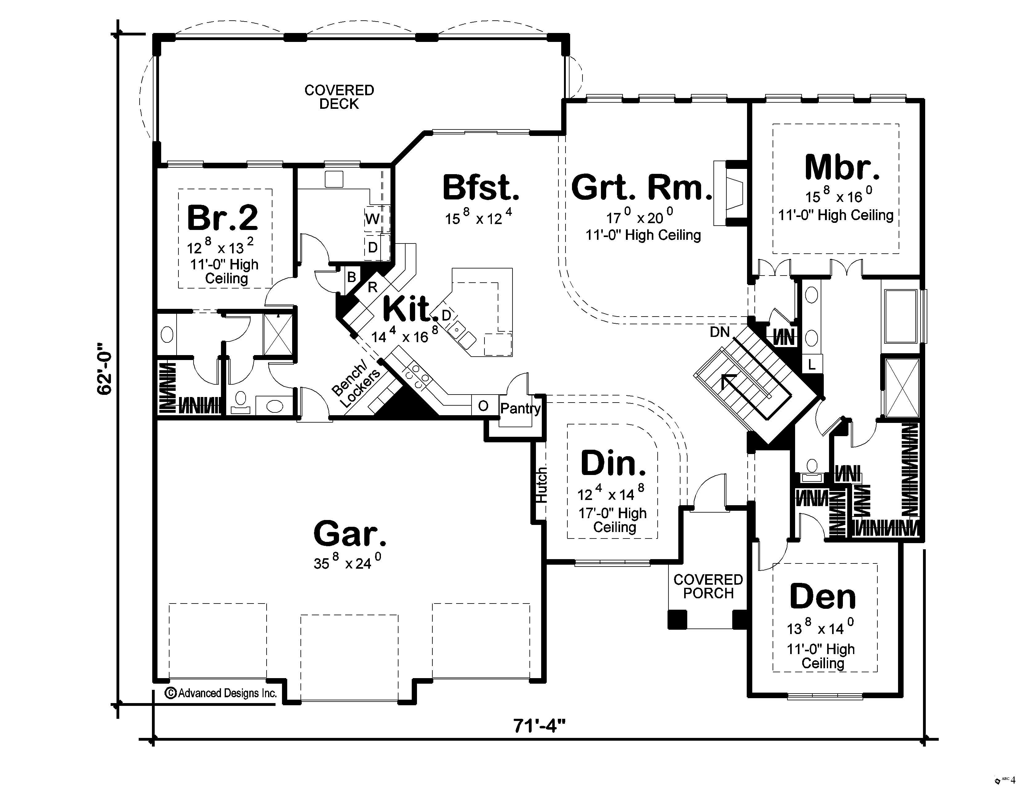 Floor Plan First Story of French Plan #100-1169