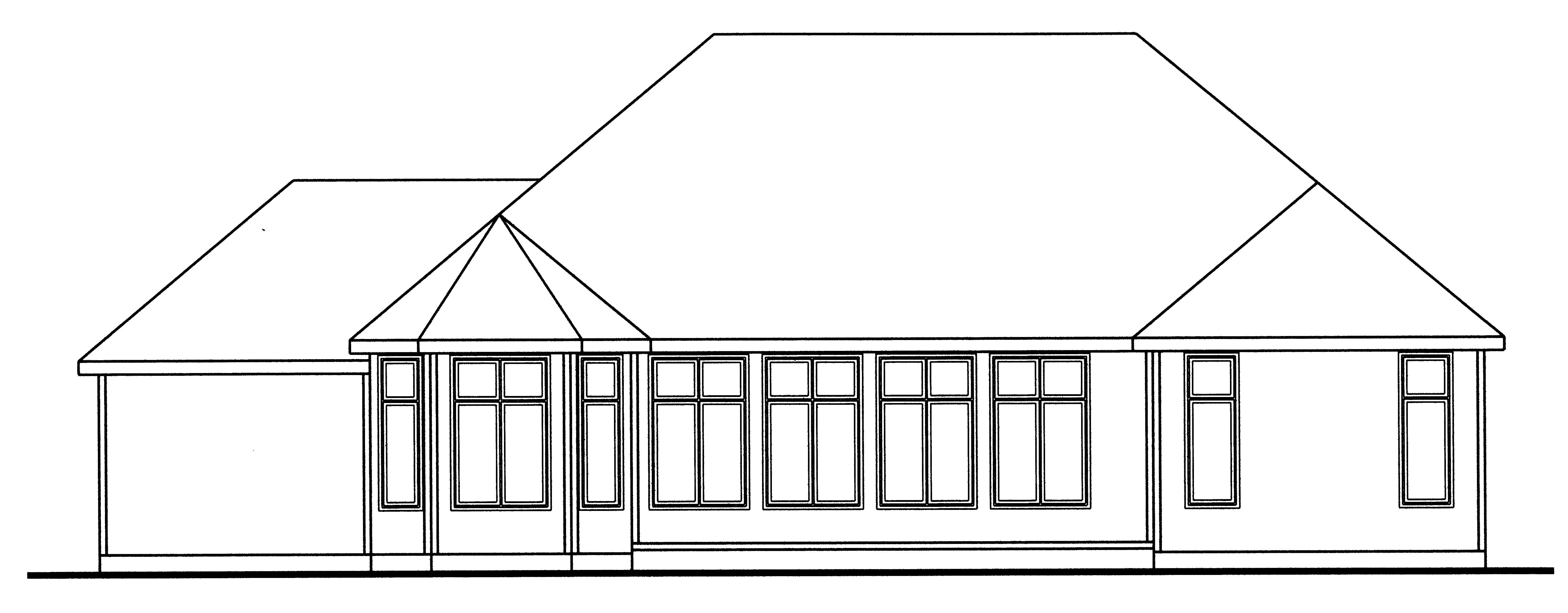 Home Plan Rear Elevation of this 2-Bedroom,2173 Sq Ft Plan -100-1174