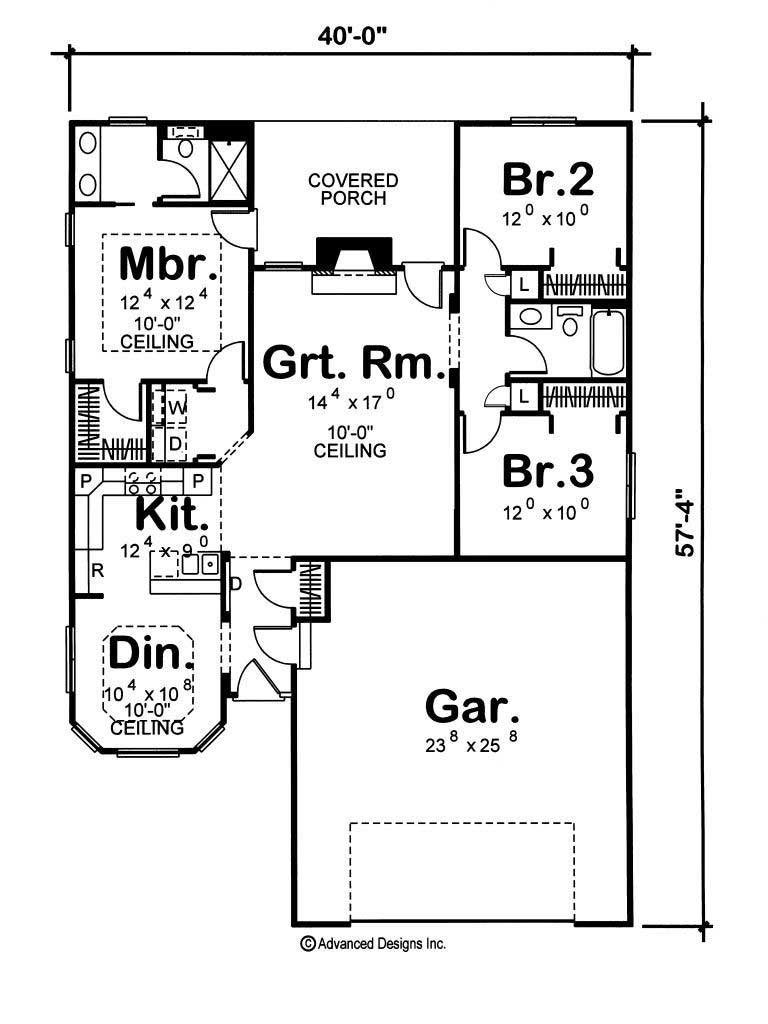 Floor Plan First Story of California Style Plan #100-1177