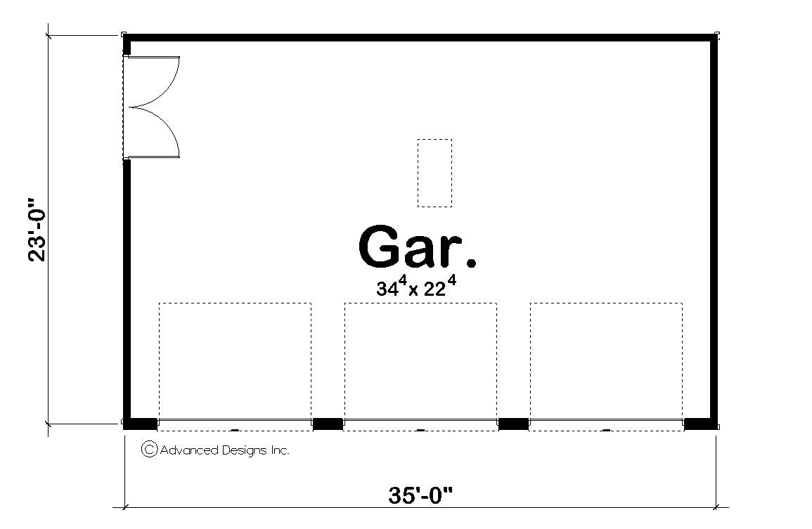 Floor Plan First Story of Garage Plan #100-1186